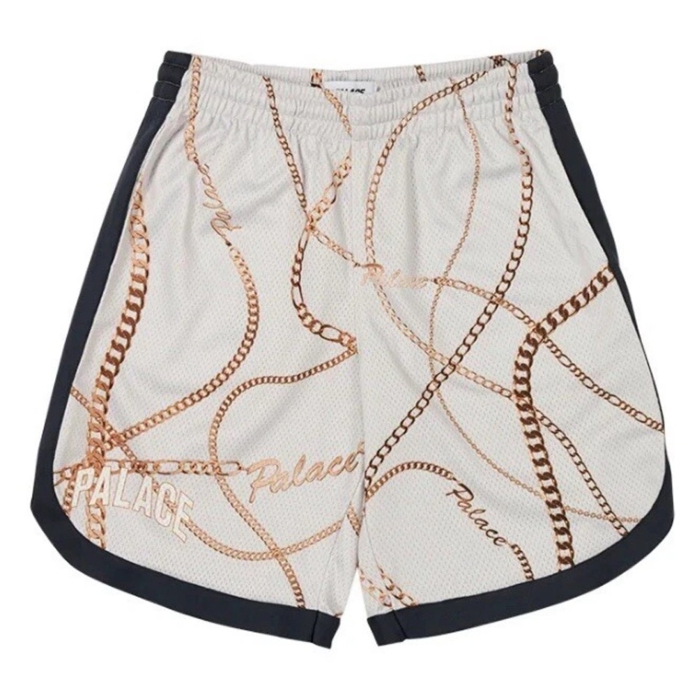 PALACE CHAIN BASKETBALL SHORT CLOUDY MESH SHORTS WHITE MEN’S SIZE LARGE.